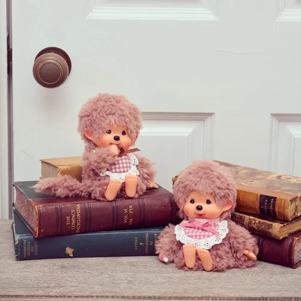Monchhichi Fluffy Sweet Brown - Pink bib - Image 6